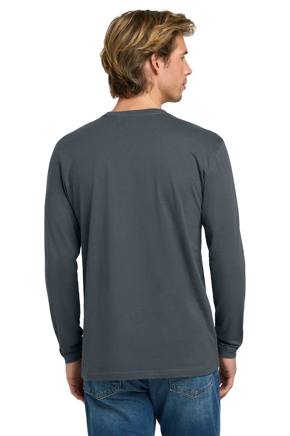 Next Level Mens Fine Jersey Long Sleeve Crewneck T-Shirt - Indigo Blue