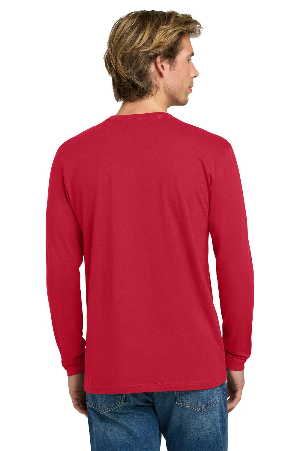 Next Level Mens Fine Jersey Long Sleeve Crewneck T-Shirt - Red