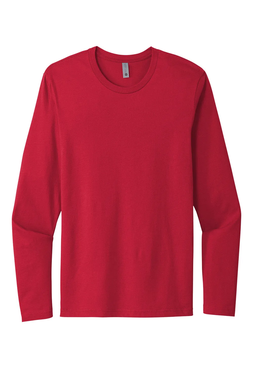 Next Level Mens Fine Jersey Long Sleeve Crewneck T-Shirt - Red