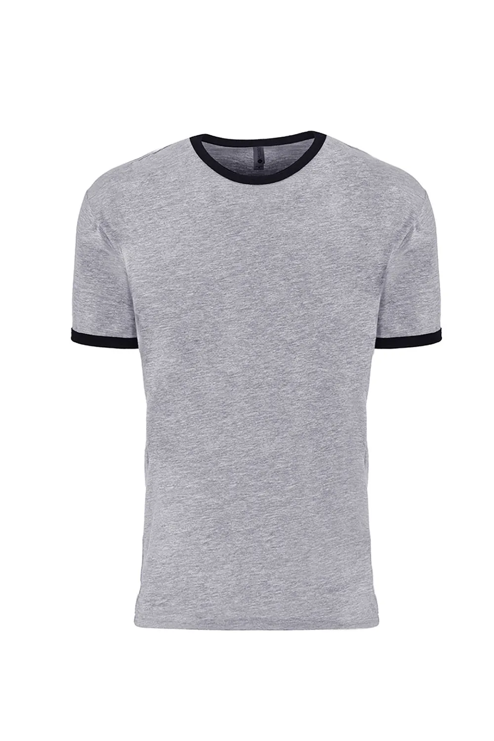 Next Level Mens Fine Jersey Ringer Short Sleeve Crewneck T-Shirt - Heather Grey/Black