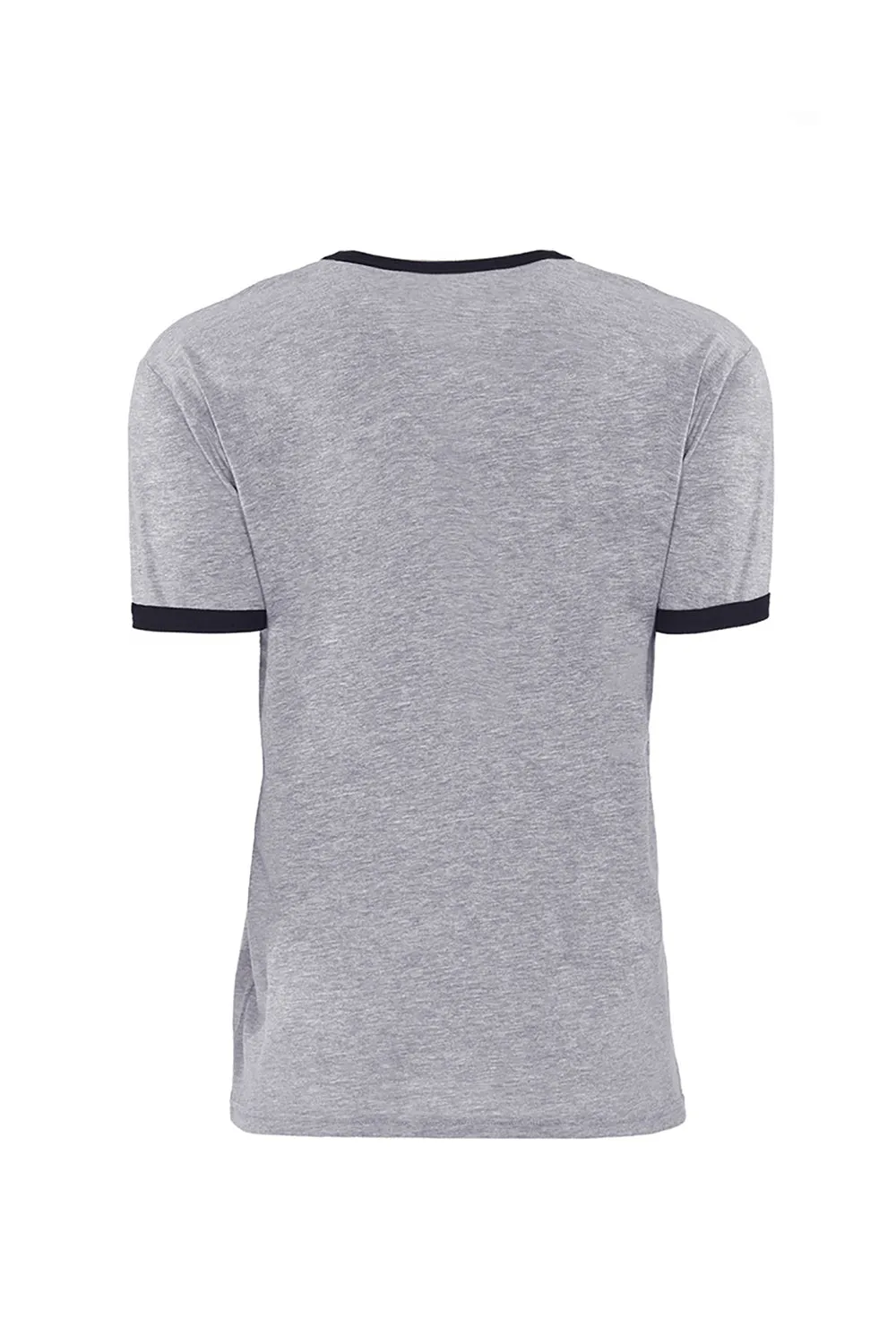 Next Level Mens Fine Jersey Ringer Short Sleeve Crewneck T-Shirt - Heather Grey/Black