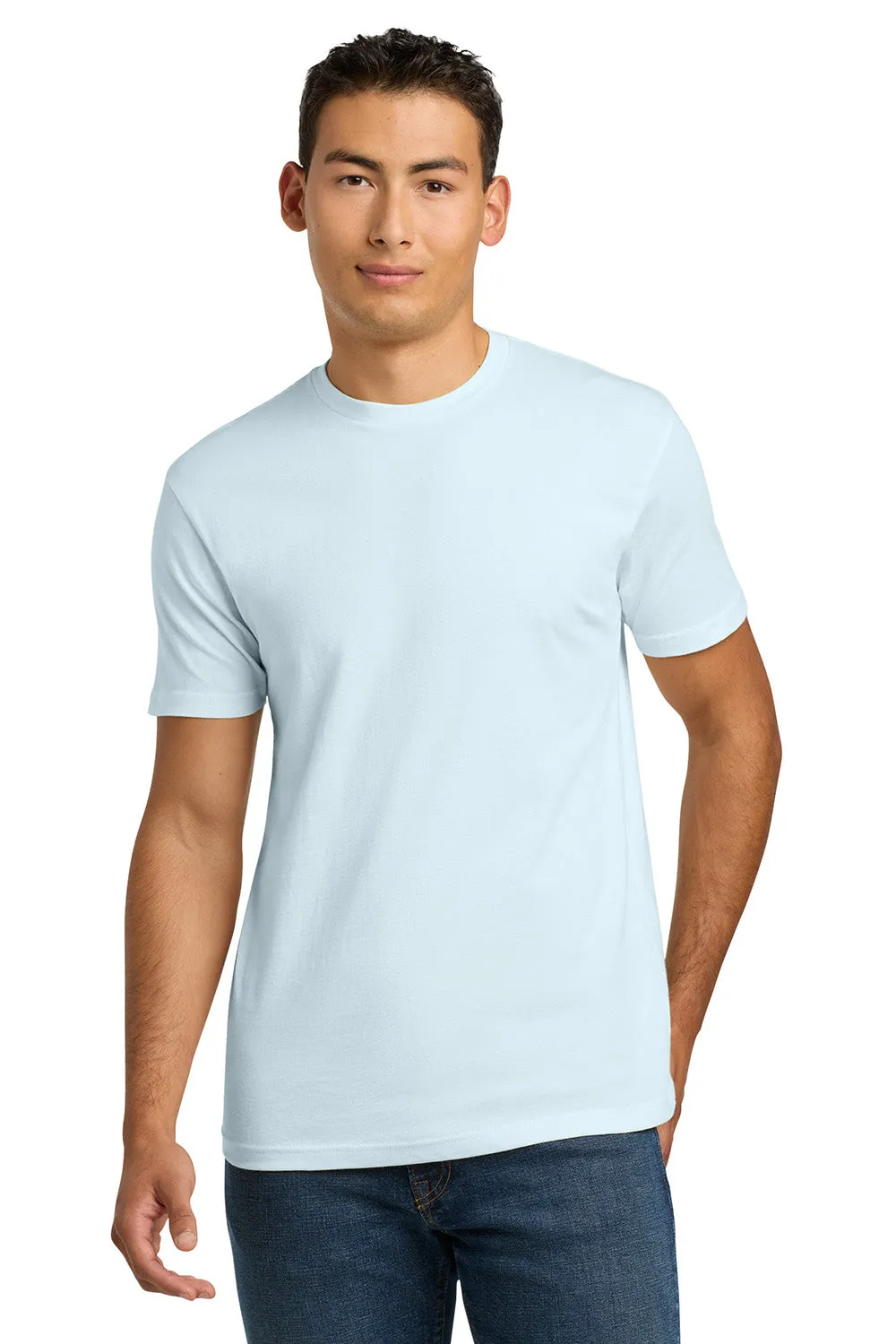 Next Level Mens Fine Jersey Short Sleeve Crewneck T-Shirt - Light Blue