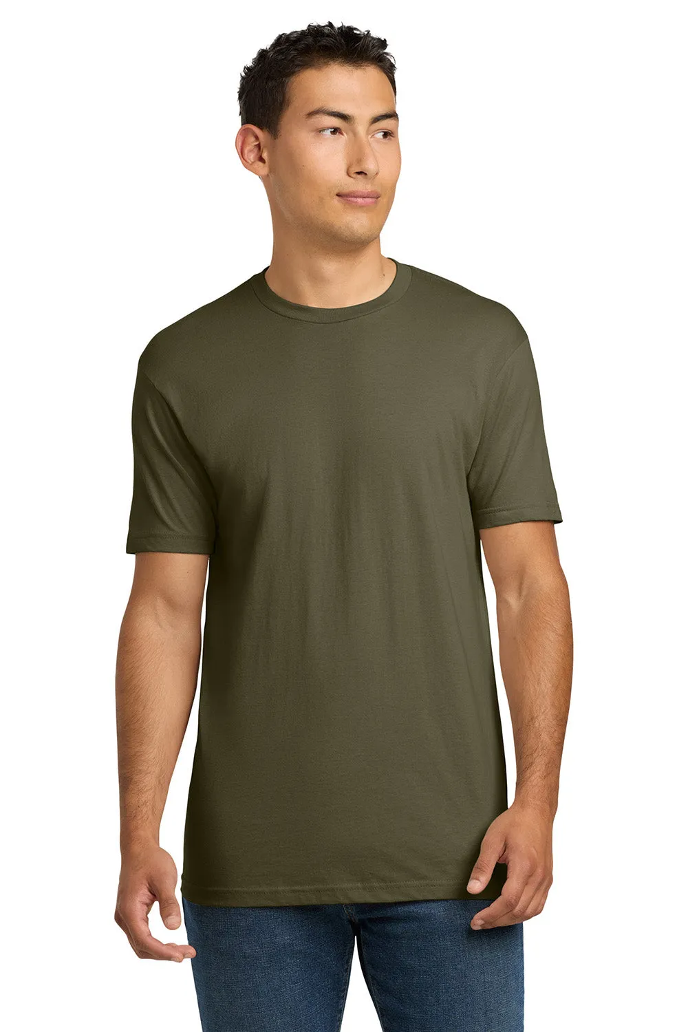 Next Level Mens Fine Jersey Short Sleeve Crewneck T-Shirt - Military Green