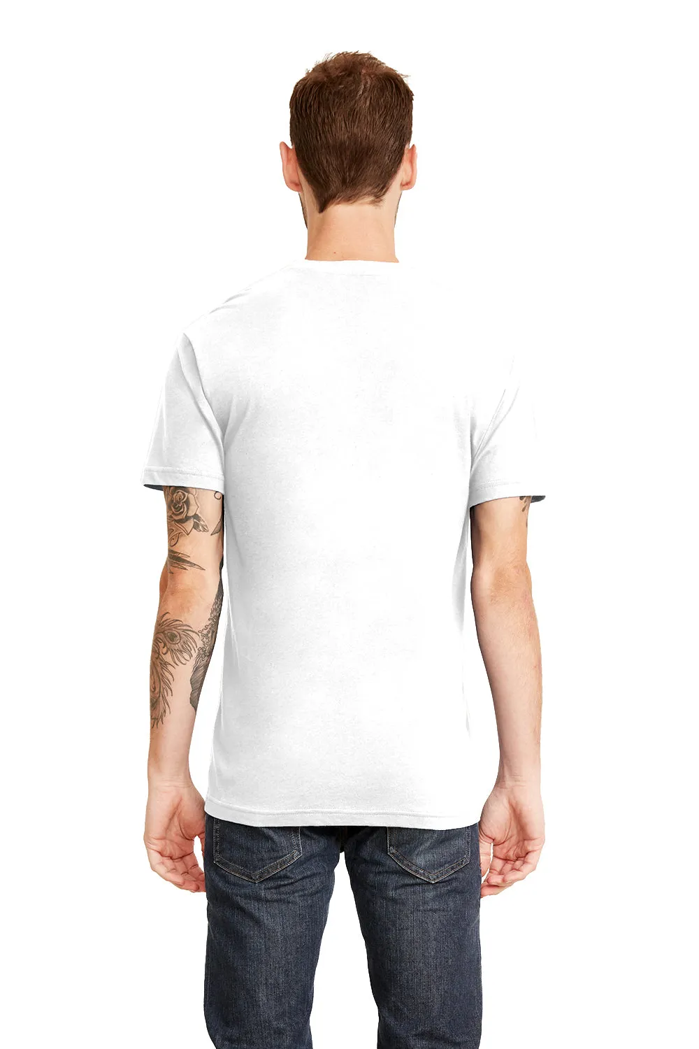 Next Level Mens Fine Jersey Short Sleeve Crewneck T-Shirt w/ Pocket - White