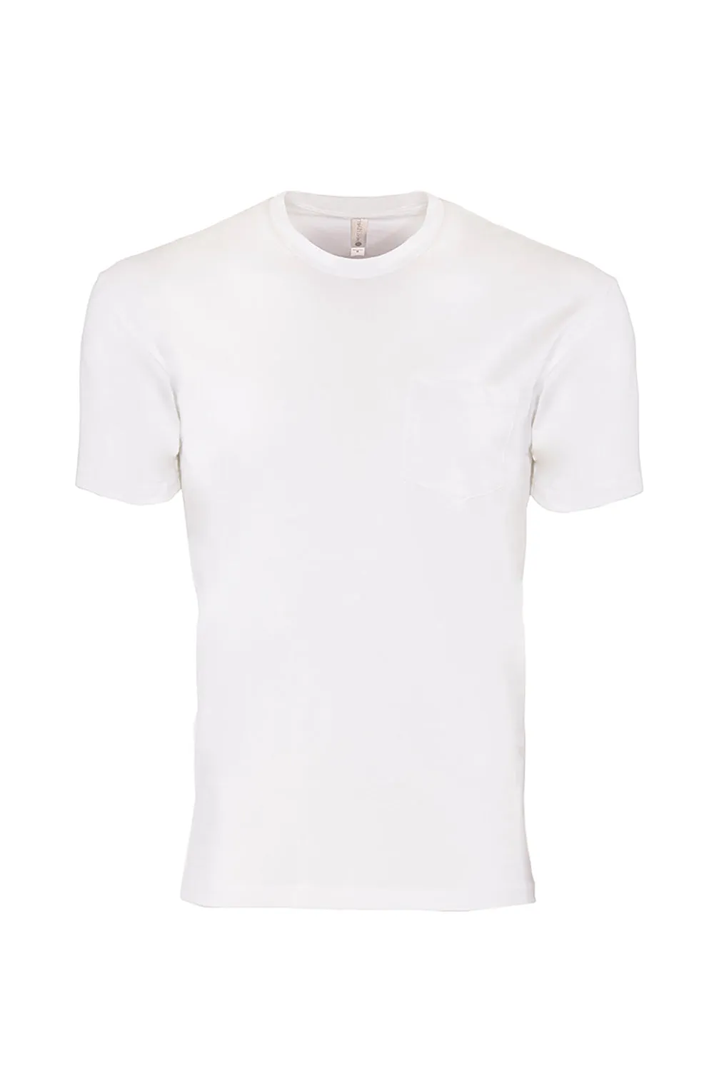 Next Level Mens Fine Jersey Short Sleeve Crewneck T-Shirt w/ Pocket - White