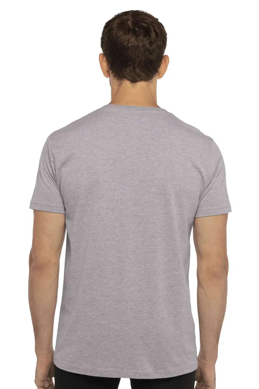 Next Level Mens Fine Jersey Short Sleeve V-Neck T-Shirt - Heather Grey