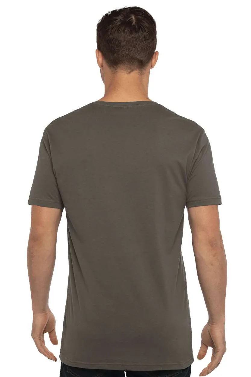 Next Level Mens Fine Jersey Short Sleeve V-Neck T-Shirt - Heavy Metal Grey - Closeout