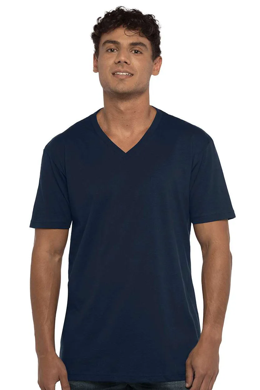 Next Level Mens Fine Jersey Short Sleeve V-Neck T-Shirt - Midnight Navy Blue