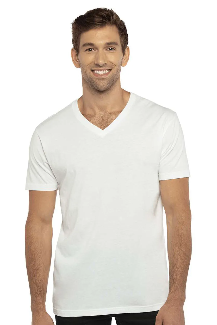 Next Level Mens Fine Jersey Short Sleeve V-Neck T-Shirt - White