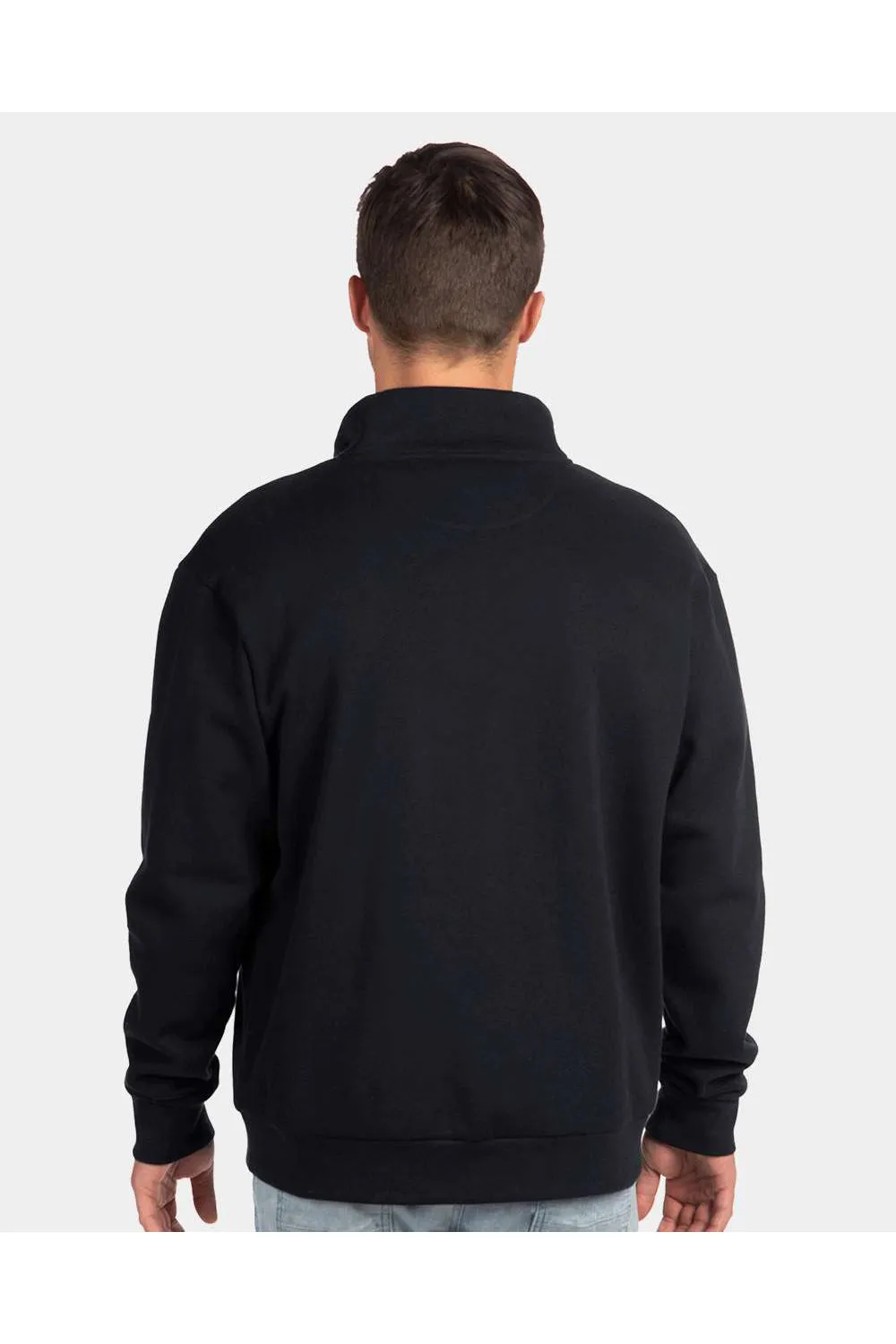Next Level Mens Fleece 1/4 Zip Sweatshirt - Black