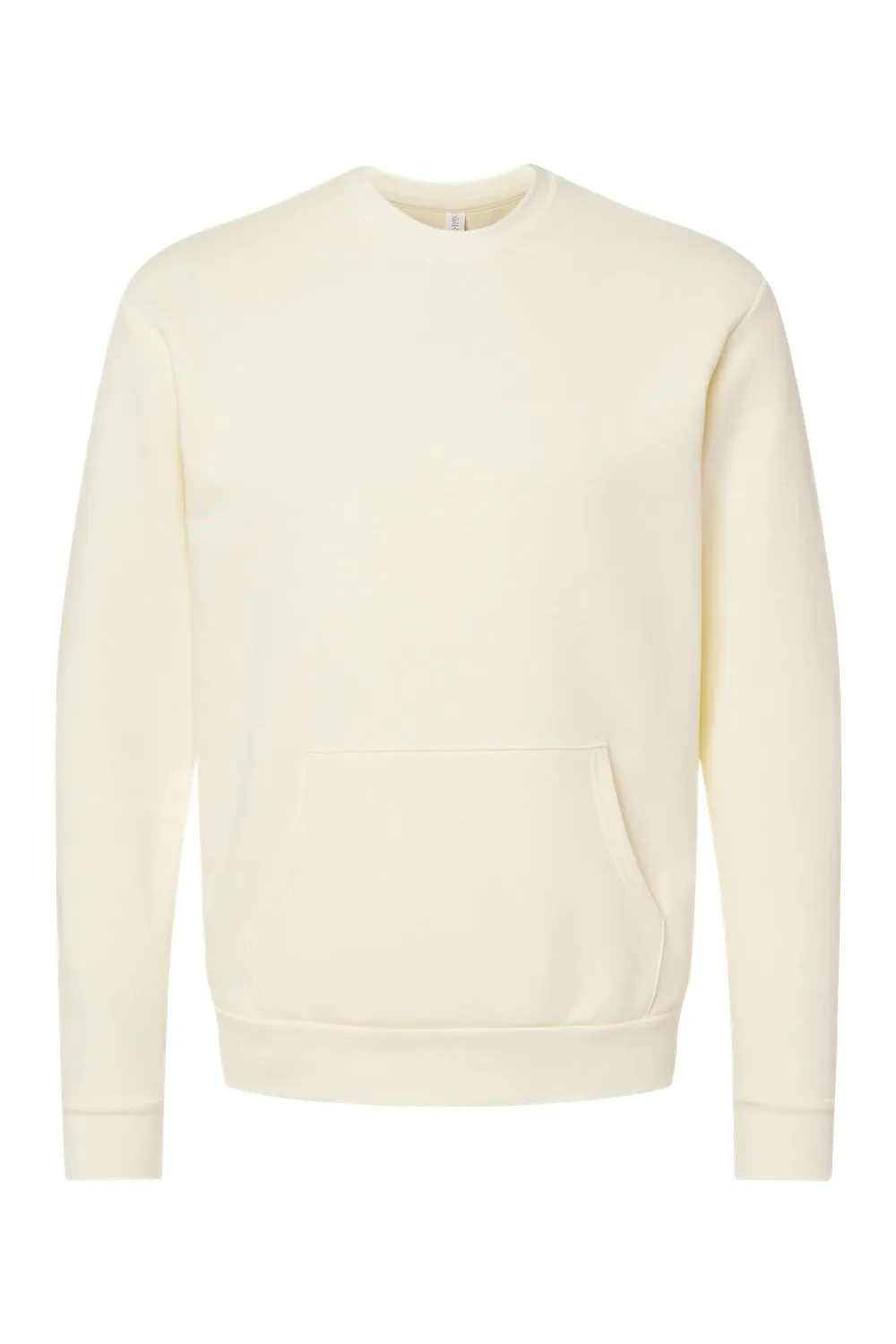 Next Level Mens Fleece Crewneck Sweatshirt w/ Pouch Pocket - Natural