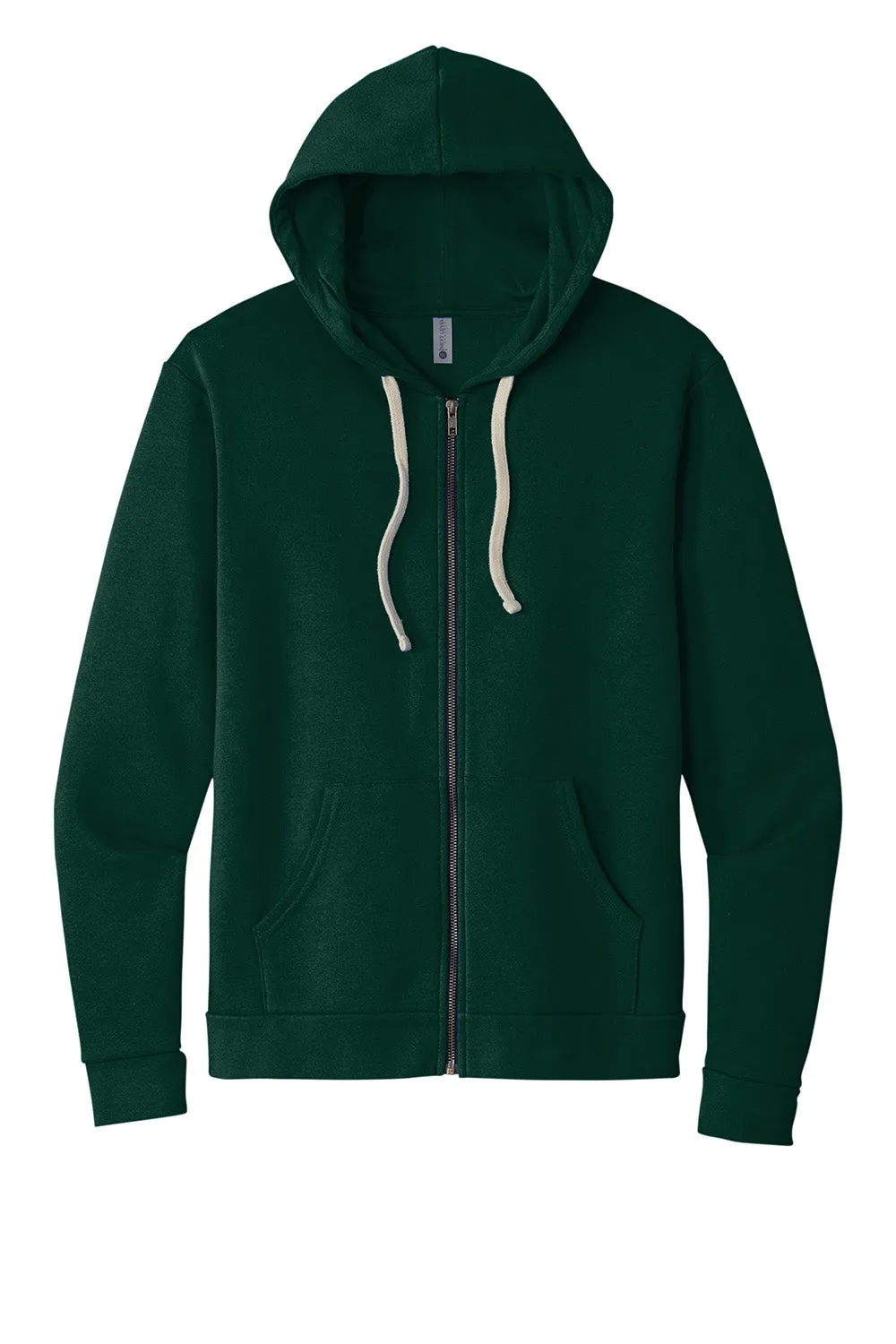 Next Level Mens Fleece Full Zip Hooded Sweatshirt Hoodie w/ Pockets - Forest Green - Closeout