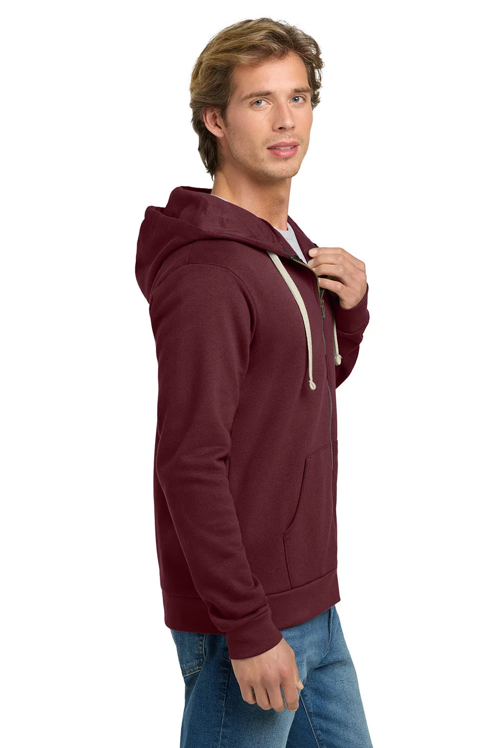 Next Level Mens Fleece Full Zip Hooded Sweatshirt Hoodie w/ Pockets - Maroon