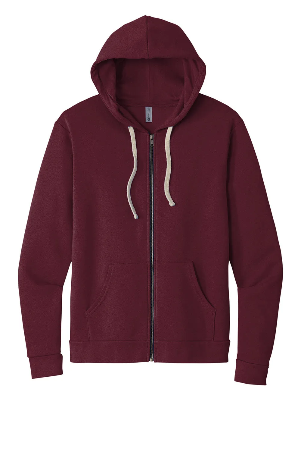 Next Level Mens Fleece Full Zip Hooded Sweatshirt Hoodie w/ Pockets - Maroon