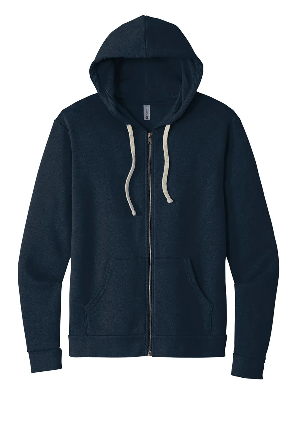 Next Level Mens Fleece Full Zip Hooded Sweatshirt Hoodie w/ Pockets - Midnight Navy Blue