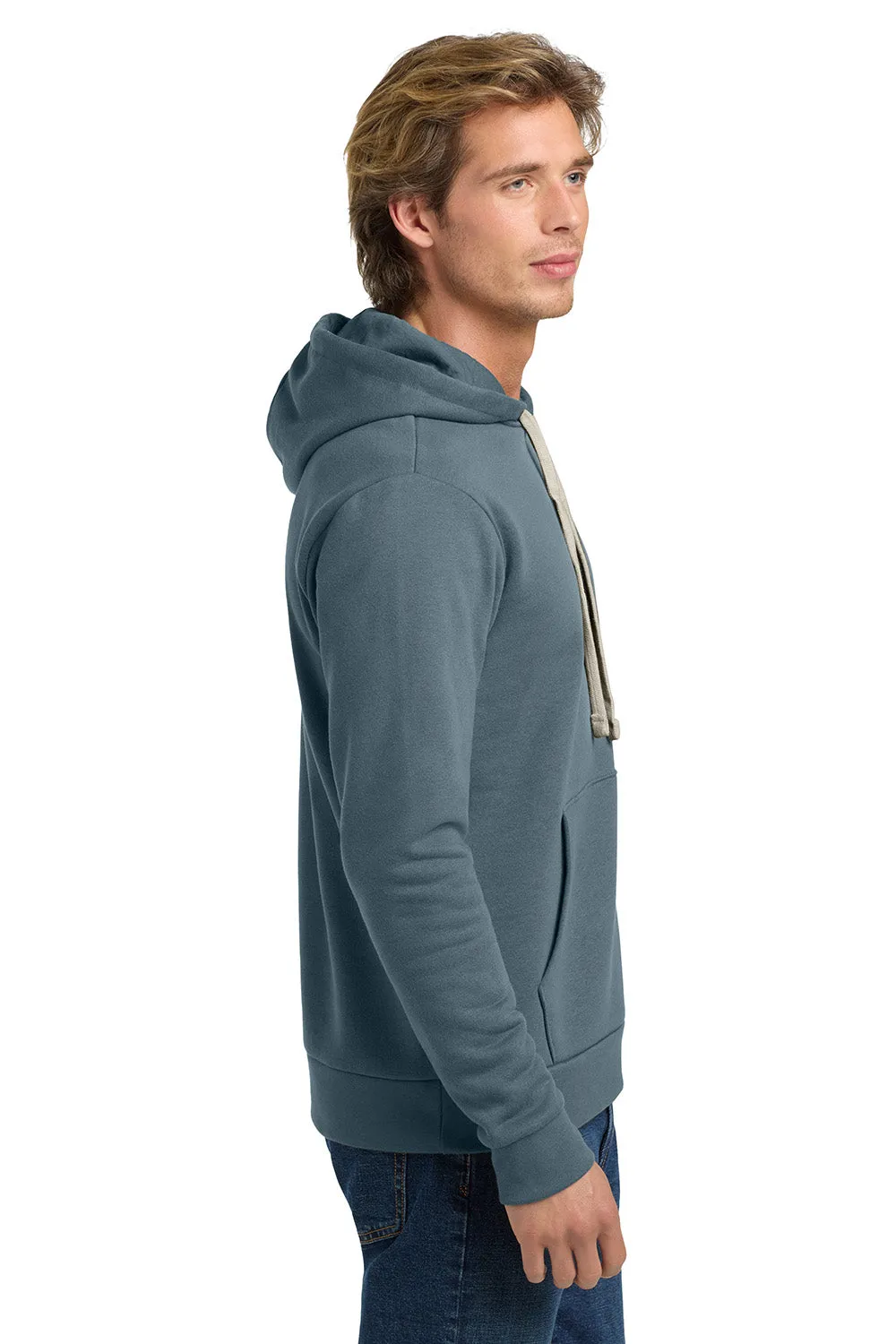 Next Level Mens Fleece Hooded Sweatshirt Hoodie w/ Pouch Pocket - Antique Denim Blue