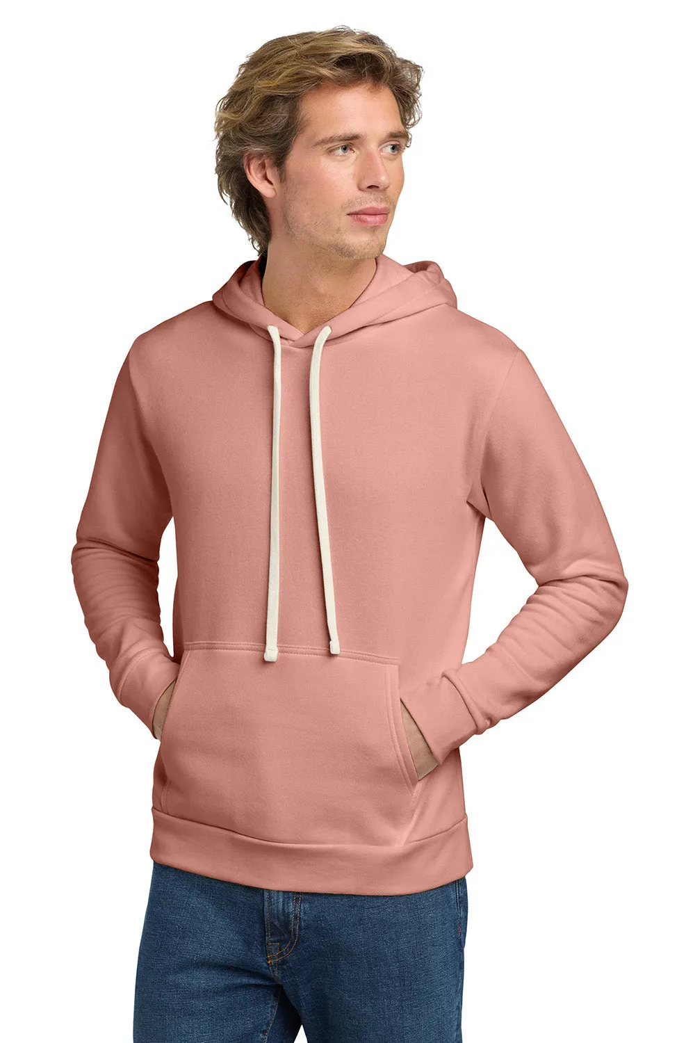 Next Level Mens Fleece Hooded Sweatshirt Hoodie w/ Pouch Pocket - Desert Pink