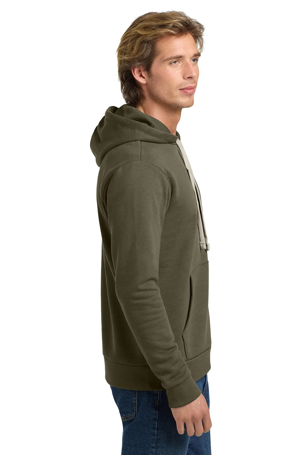 Next Level Mens Fleece Hooded Sweatshirt Hoodie w/ Pouch Pocket - Military Green