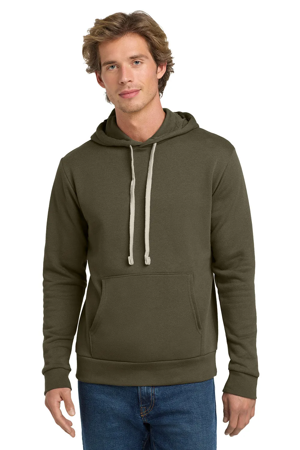 Next Level Mens Fleece Hooded Sweatshirt Hoodie w/ Pouch Pocket - Military Green
