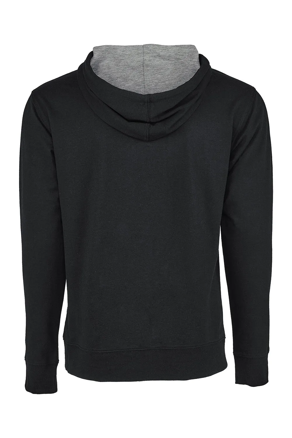 Next Level Mens French Terry Fleece Hooded Sweatshirt Hoodie w/ Pouch Pocket - Black/Heather Grey