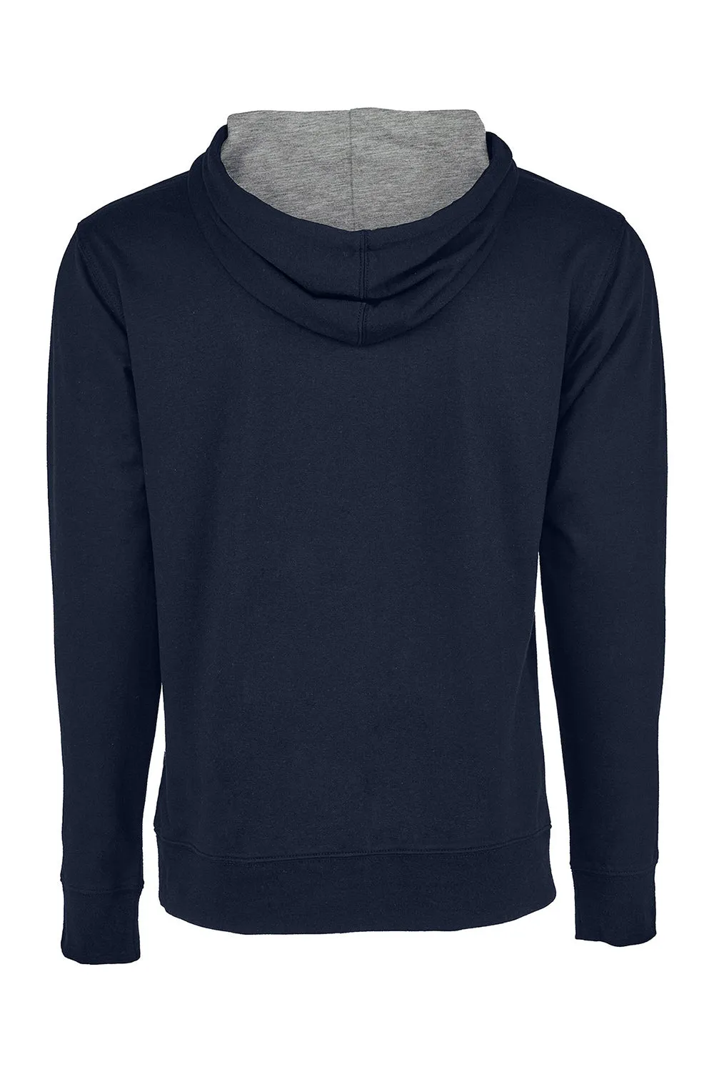 Next Level Mens French Terry Fleece Hooded Sweatshirt Hoodie w/ Pouch Pocket - Midnight Navy Blue/Heather Grey