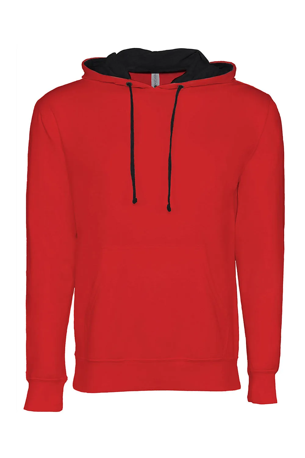 Next Level Mens French Terry Fleece Hooded Sweatshirt Hoodie w/ Pouch Pocket - Red/Black