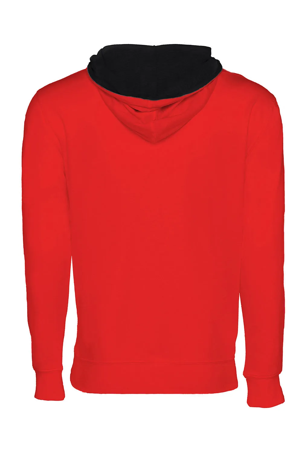 Next Level Mens French Terry Fleece Hooded Sweatshirt Hoodie w/ Pouch Pocket - Red/Black