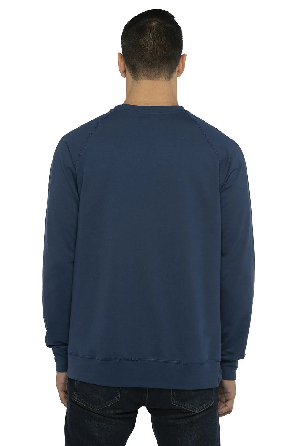 Next Level Mens French Terry Long Sleeve Crewneck T-Shirt - Cool Blue
