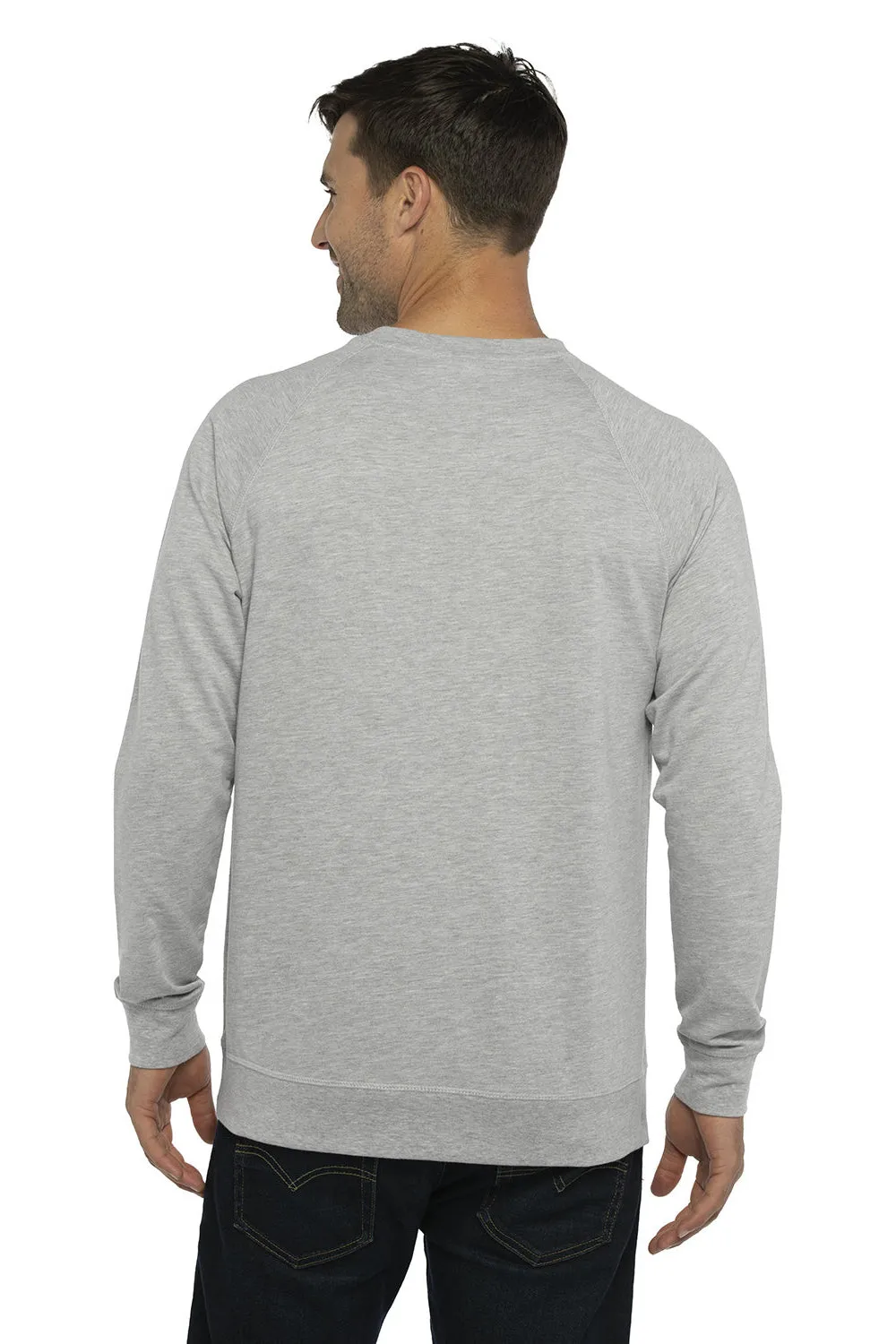Next Level Mens French Terry Long Sleeve Crewneck T-Shirt - Heather Grey