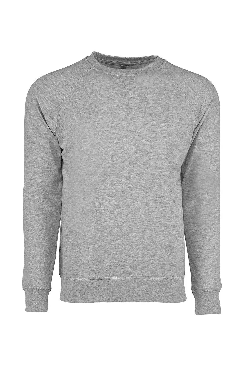 Next Level Mens French Terry Long Sleeve Crewneck T-Shirt - Heather Grey