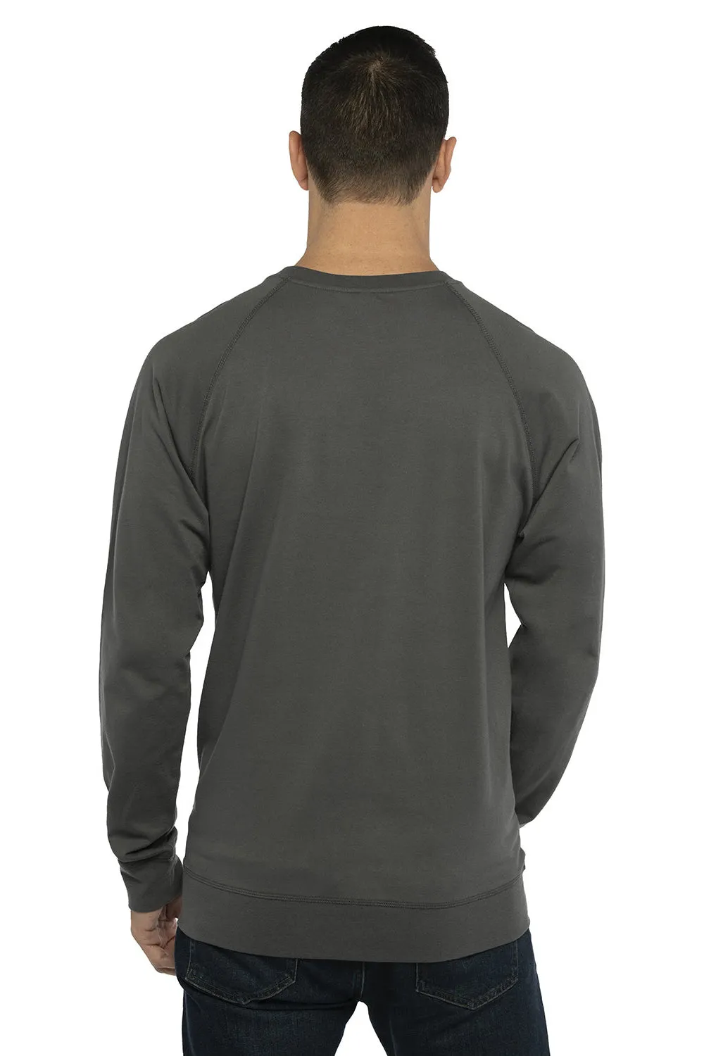 Next Level Mens French Terry Long Sleeve Crewneck T-Shirt - Heavy Metal Grey