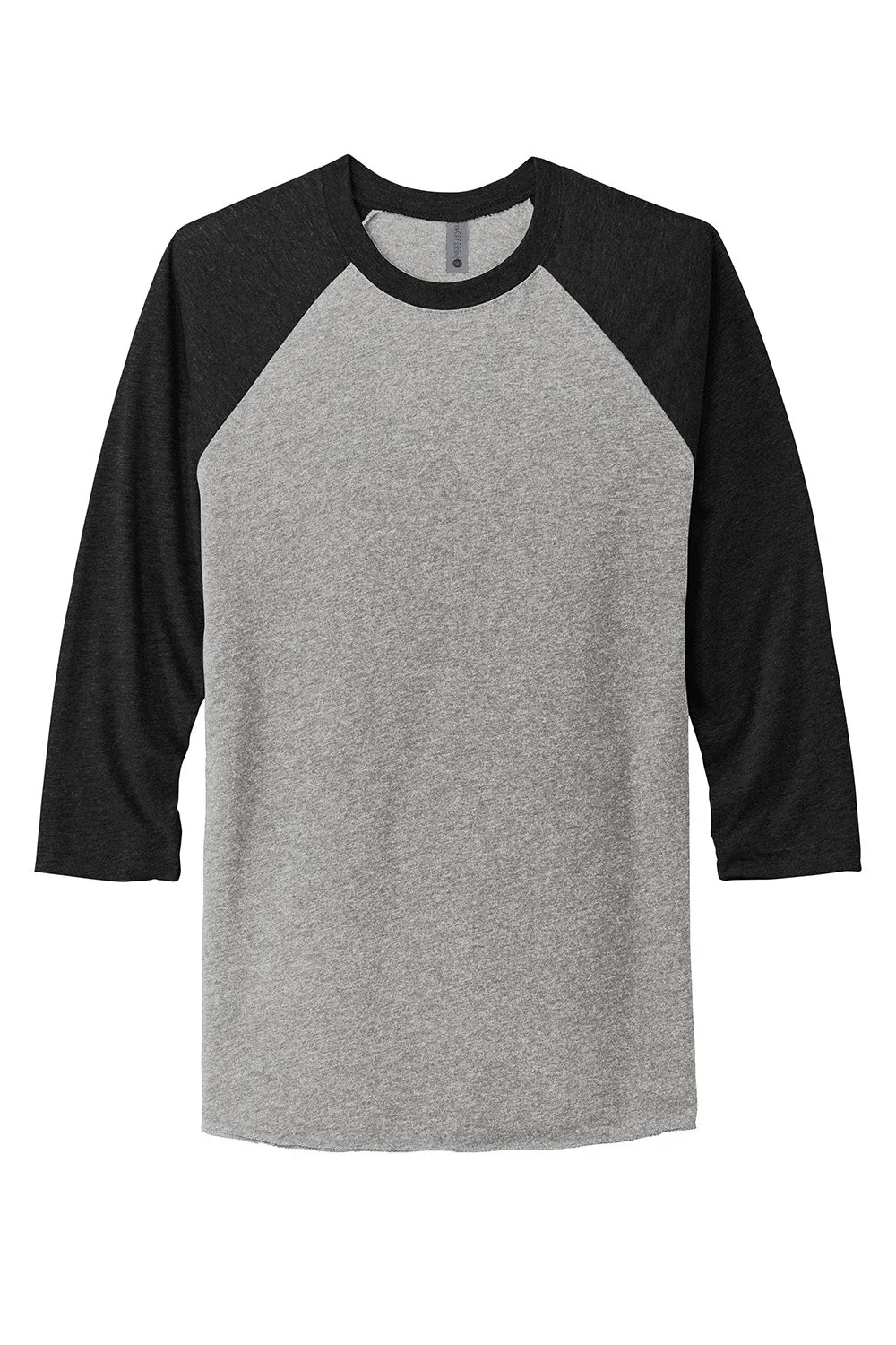 Next Level Mens Jersey 3/4 Sleeve Crewneck T-Shirt - Heather Grey/Vintage Black