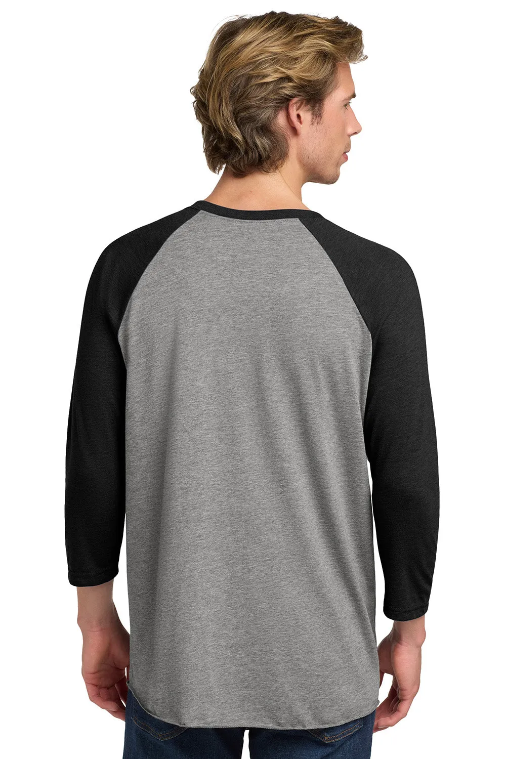 Next Level Mens Jersey 3/4 Sleeve Crewneck T-Shirt - Heather Grey/Vintage Black