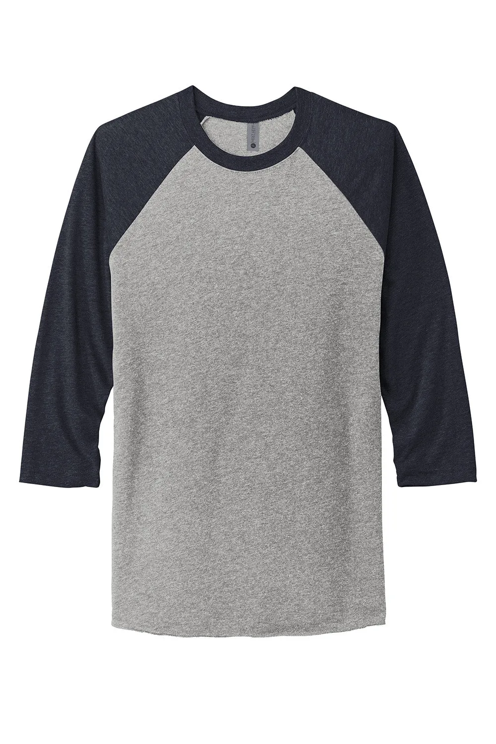 Next Level Mens Jersey 3/4 Sleeve Crewneck T-Shirt - Heather Grey/Vintage Navy Blue