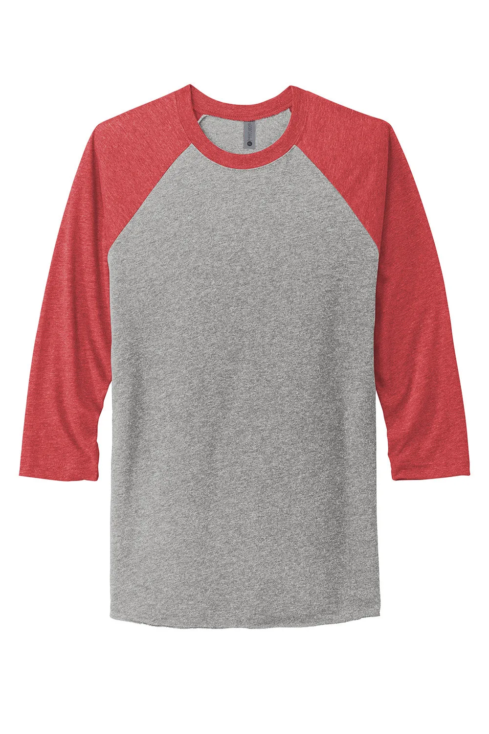 Next Level Mens Jersey 3/4 Sleeve Crewneck T-Shirt - Heather Grey/Vintage Red