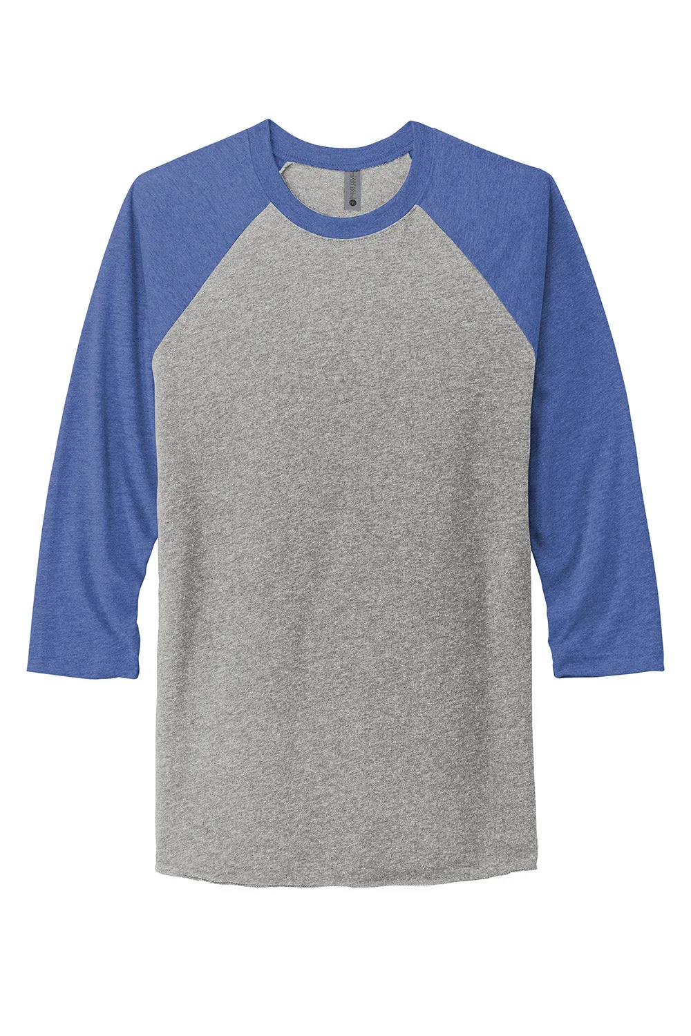 Next Level Mens Jersey 3/4 Sleeve Crewneck T-Shirt - Heather Grey/Vintage Royal Blue