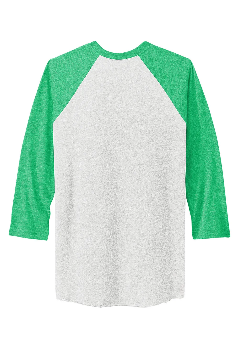 Next Level Mens Jersey 3/4 Sleeve Crewneck T-Shirt - Heather White/Envy Green