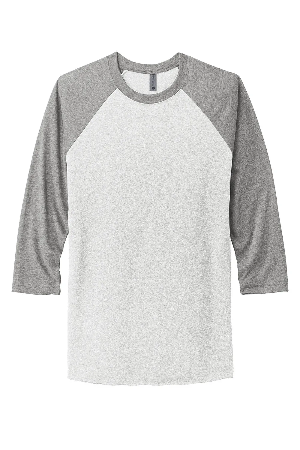 Next Level Mens Jersey 3/4 Sleeve Crewneck T-Shirt - Heather White/Heather Grey