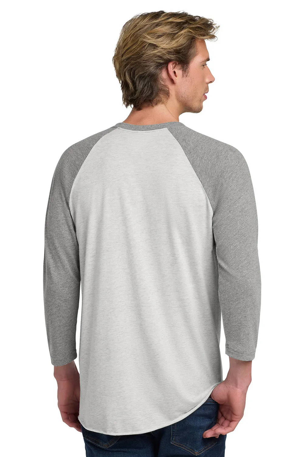 Next Level Mens Jersey 3/4 Sleeve Crewneck T-Shirt - Heather White/Heather Grey