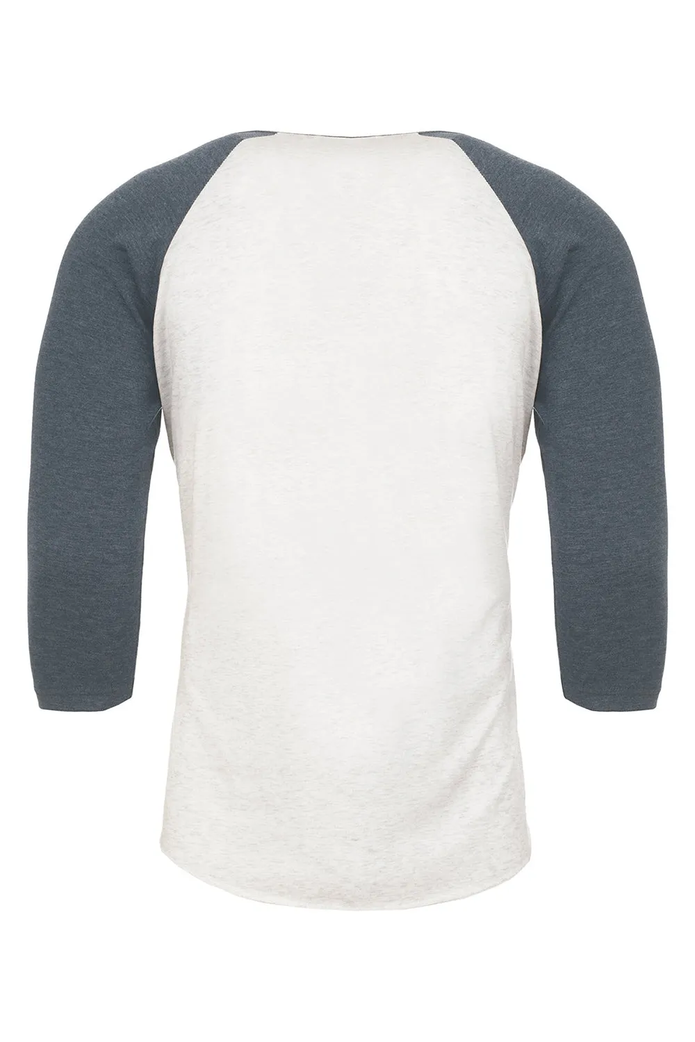 Next Level Mens Jersey 3/4 Sleeve Crewneck T-Shirt - Heather White/Indigo Blue