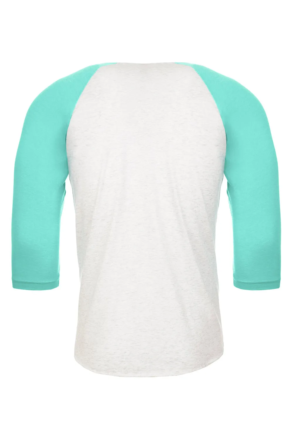 Next Level Mens Jersey 3/4 Sleeve Crewneck T-Shirt - Heather White/Tahiti Blue
