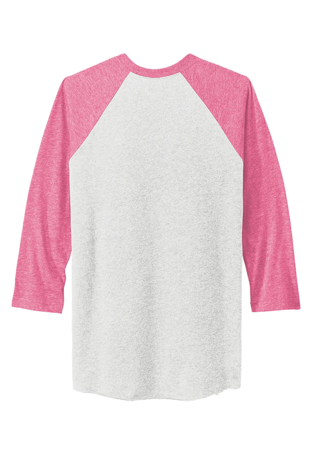 Next Level Mens Jersey 3/4 Sleeve Crewneck T-Shirt - Heather White/Vintage Pink