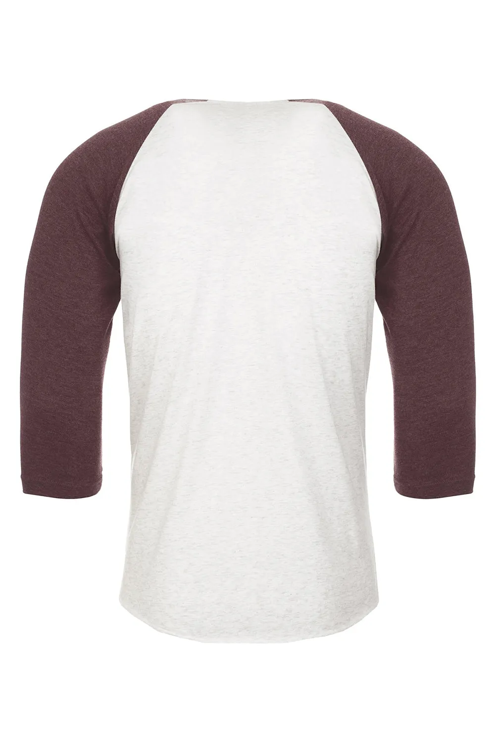 Next Level Mens Jersey 3/4 Sleeve Crewneck T-Shirt - Heather White/Vintage Purple