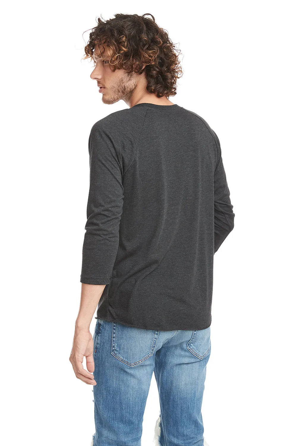 Next Level Mens Jersey 3/4 Sleeve Crewneck T-Shirt - Vintage Black