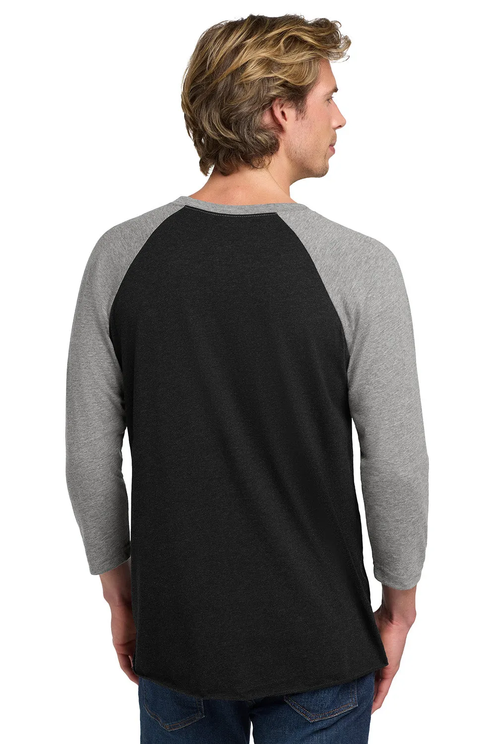 Next Level Mens Jersey 3/4 Sleeve Crewneck T-Shirt - Vintage Black/Heather Grey