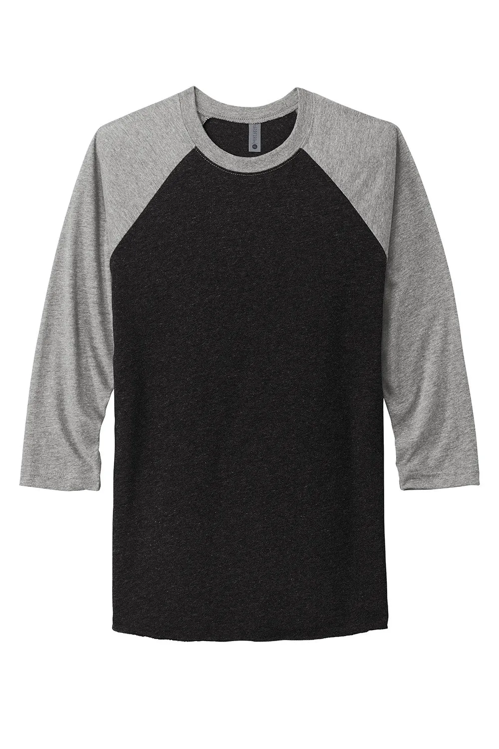 Next Level Mens Jersey 3/4 Sleeve Crewneck T-Shirt - Vintage Black/Heather Grey