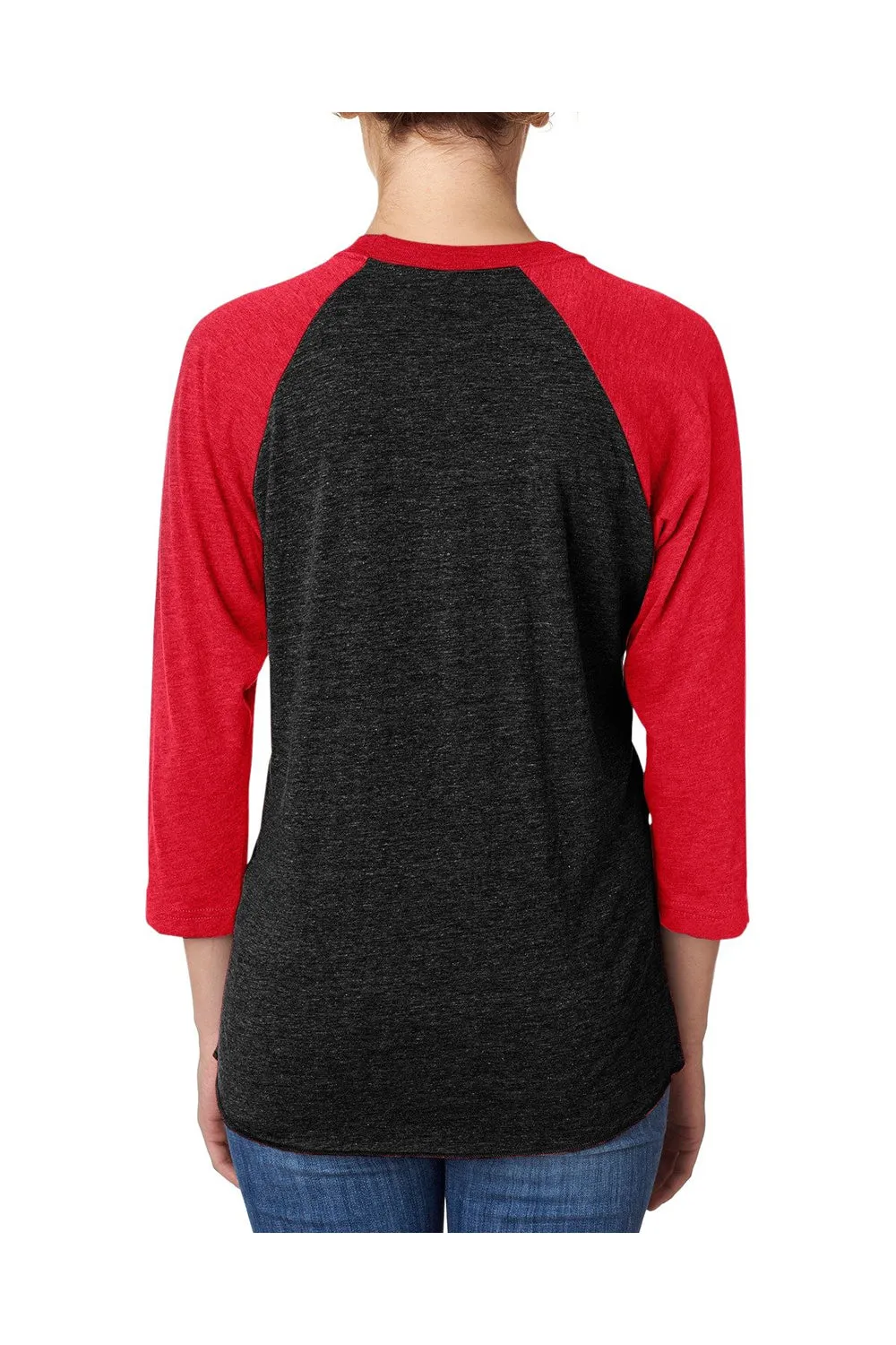 Next Level Mens Jersey 3/4 Sleeve Crewneck T-Shirt - Vintage Black/Red