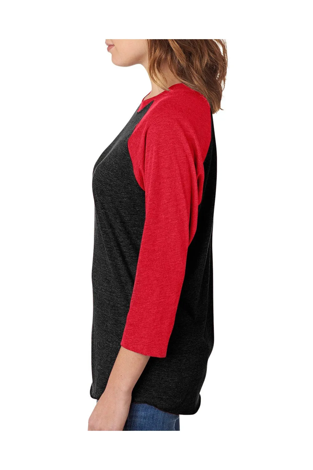 Next Level Mens Jersey 3/4 Sleeve Crewneck T-Shirt - Vintage Black/Red