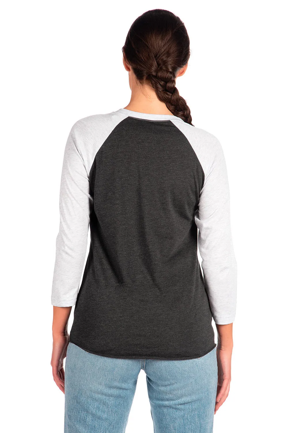 Next Level Mens Jersey 3/4 Sleeve Crewneck T-Shirt - Vintage Black/White