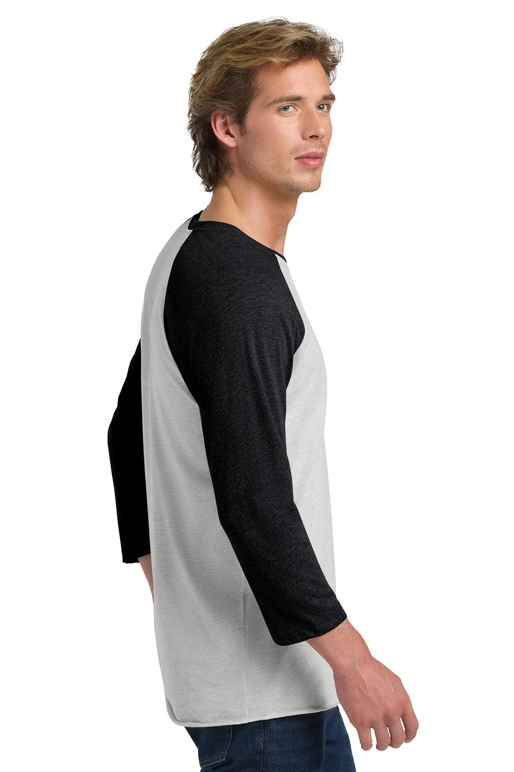 Next Level Mens Jersey 3/4 Sleeve Crewneck T-Shirt - Vintage White/Black